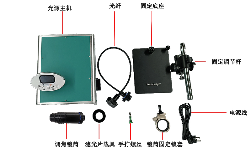 Figure 1. Physical Accessories of the PLS-FX300HU High-Uniformity Integrated Xenon Lamp Light Source