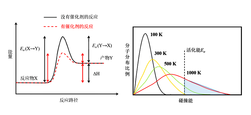 Figure 1 Principle of Thermal Chemical Reactions (Left) and Collision Energy Distribution of Compound Molecules (Right).jpg